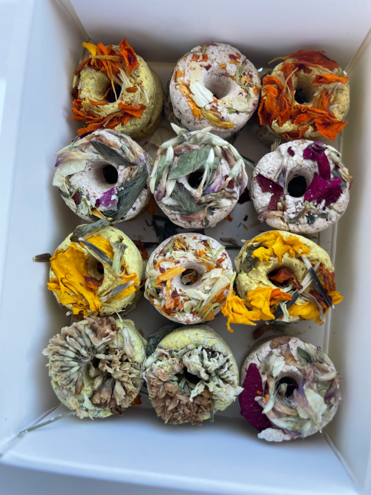 Gourmet donuts with spring flowers