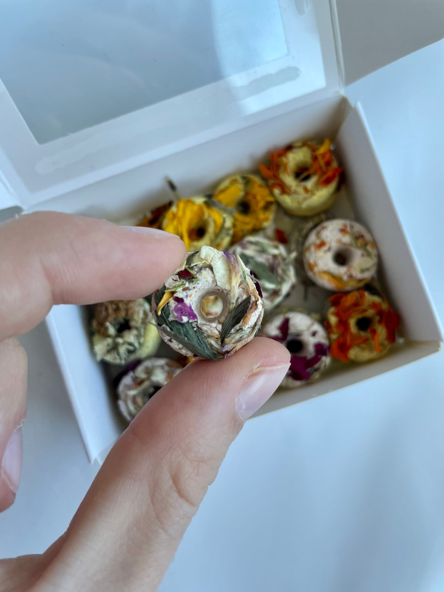 Gourmet donuts with spring flowers