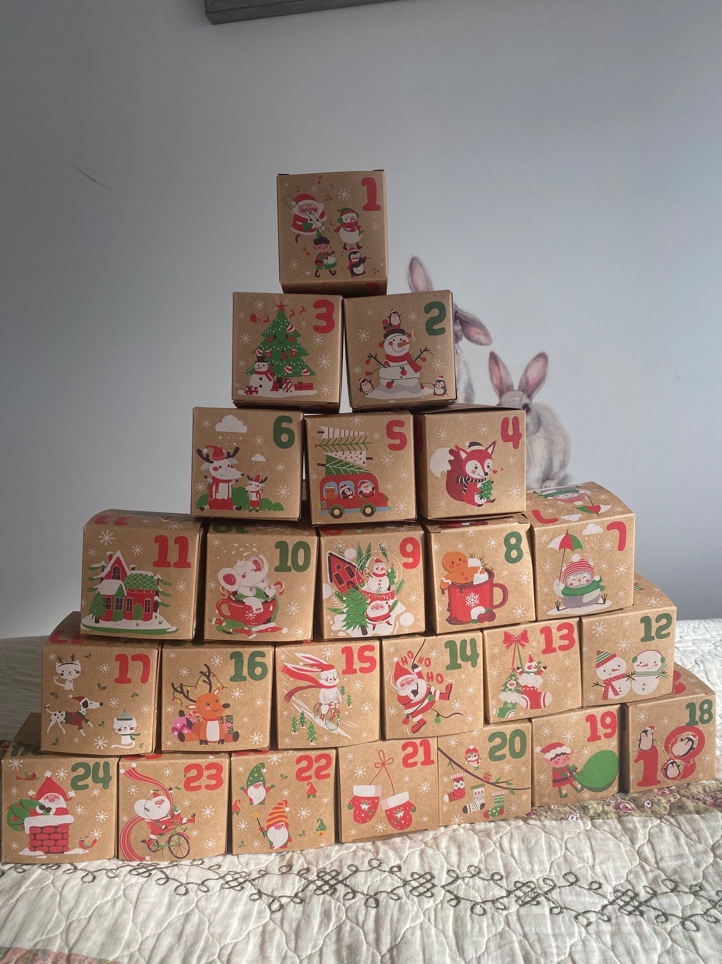 PRÉCOMMANDE | Calendrier de l'avent artisanal PERSONNALISÉ pour lapin 24 jours