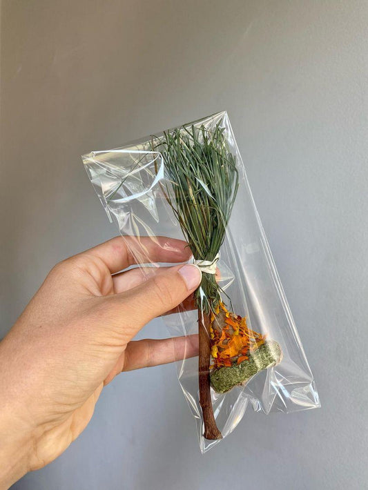 Witch set (Hat + Broomstick) Organic and handmade