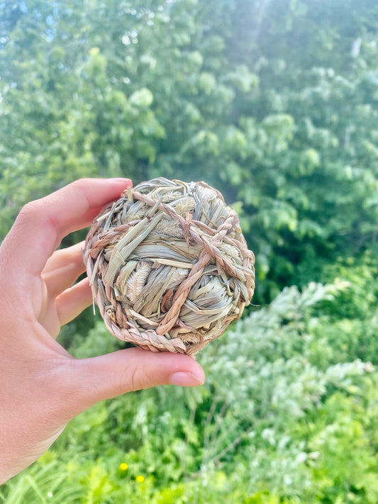Timothy hay and seagrass ball
