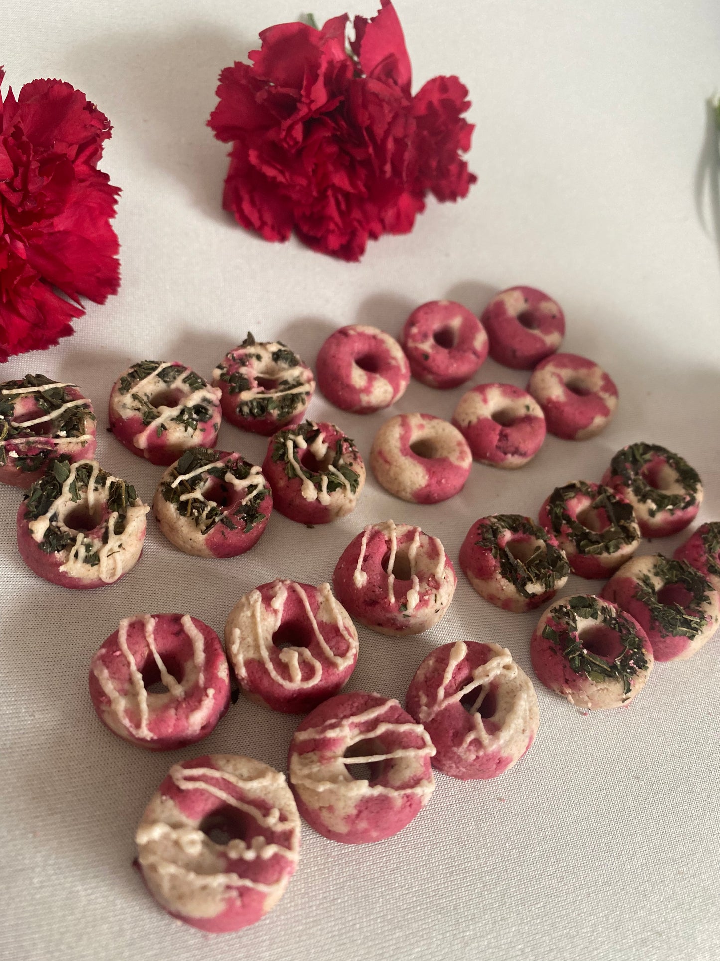 Assorted candy cane Christmas donuts 