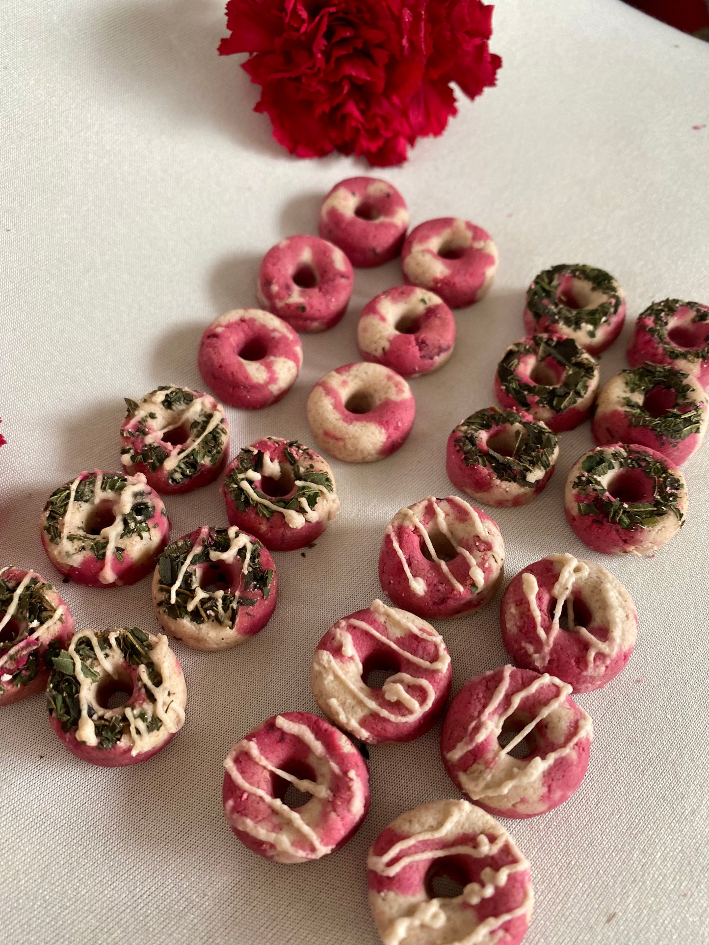 Assorted candy cane Christmas donuts 